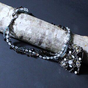 Chico's Multi Strand Beaded Necklace with Heart Shape Pendant